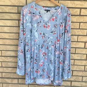 NWOT Flowy Blue Floral Blouse - 2X